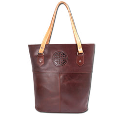 Italian Leather Shoulder Tote Bag, Celtic Embossed Handbag,  Handcrafted in Ireland