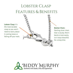 Claddagh Necklace -Sturdy Chain and Easy Open Clasp - Small 1/2