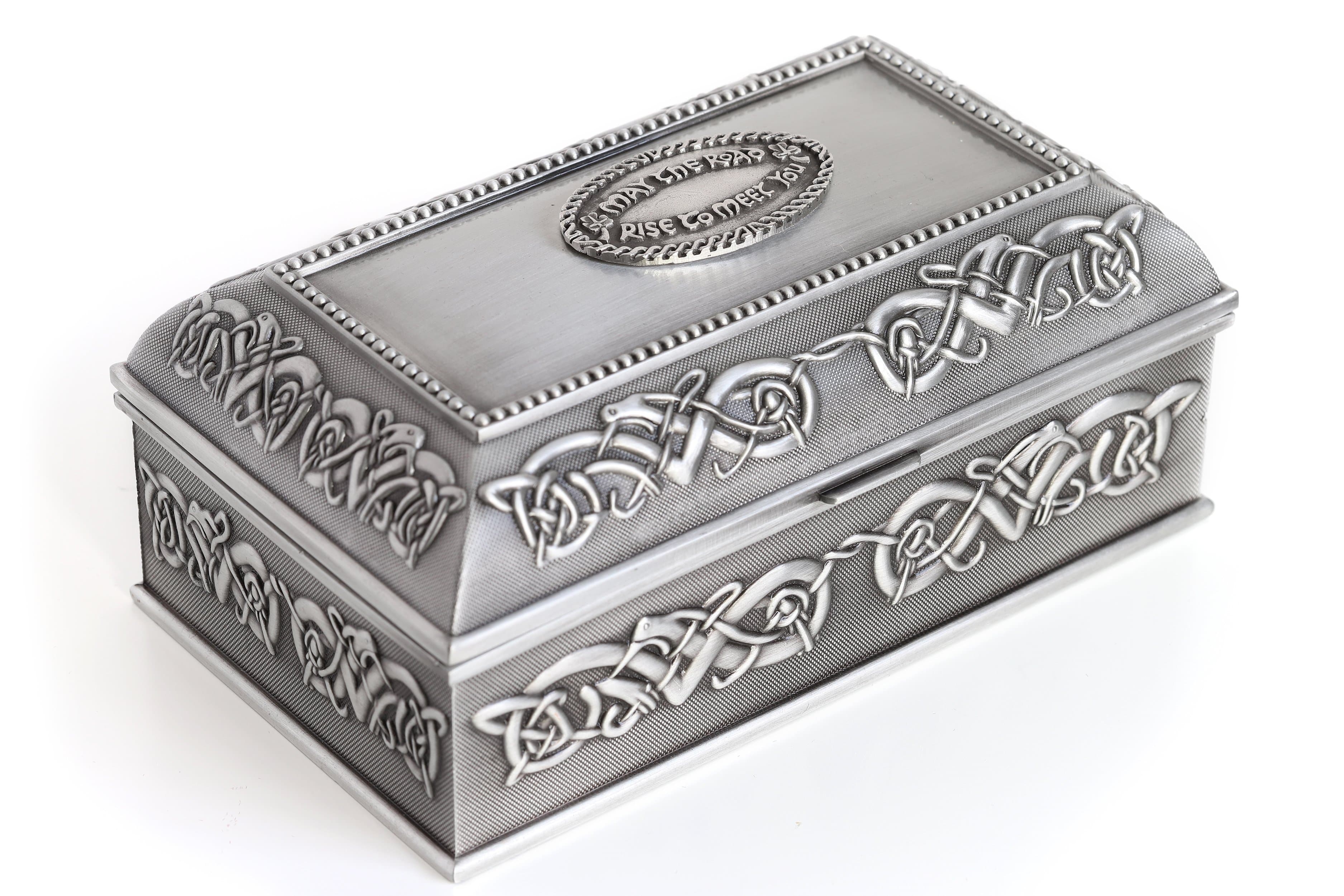 Celtic Pewter Jewelry Box Symbolic Spacious Storage Biddy
