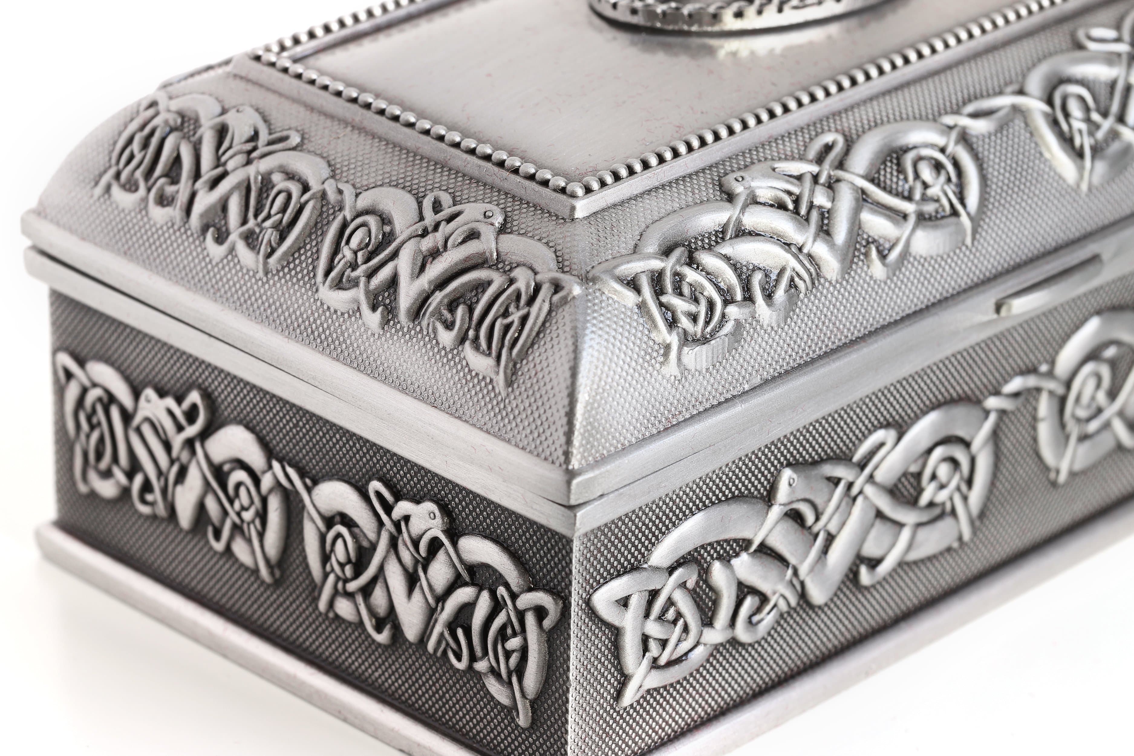 Celtic Pewter Jewelry Box: Symbolic & Spacious Storage