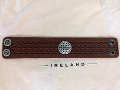 Cuff bracelet for men made from Irish Leather hand crafted in Ireland.