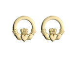14K Gold Claddagh Stud Earrings: Irish Symbols of Love and Friendship