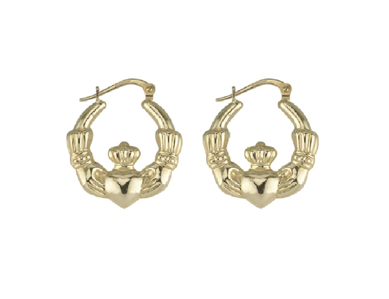 10K Gold Claddagh Hoop Earrings: Irish Symbols of Love and Loyalty