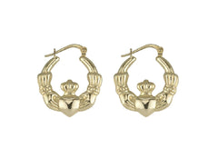 10K Gold Claddagh Hoop Earrings: Irish Symbols of Love and Loyalty