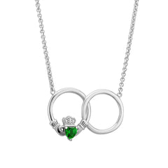 Claddagh Necklace with intertwined Loops Signify Eternal Love and Life - Lobster Clasp.