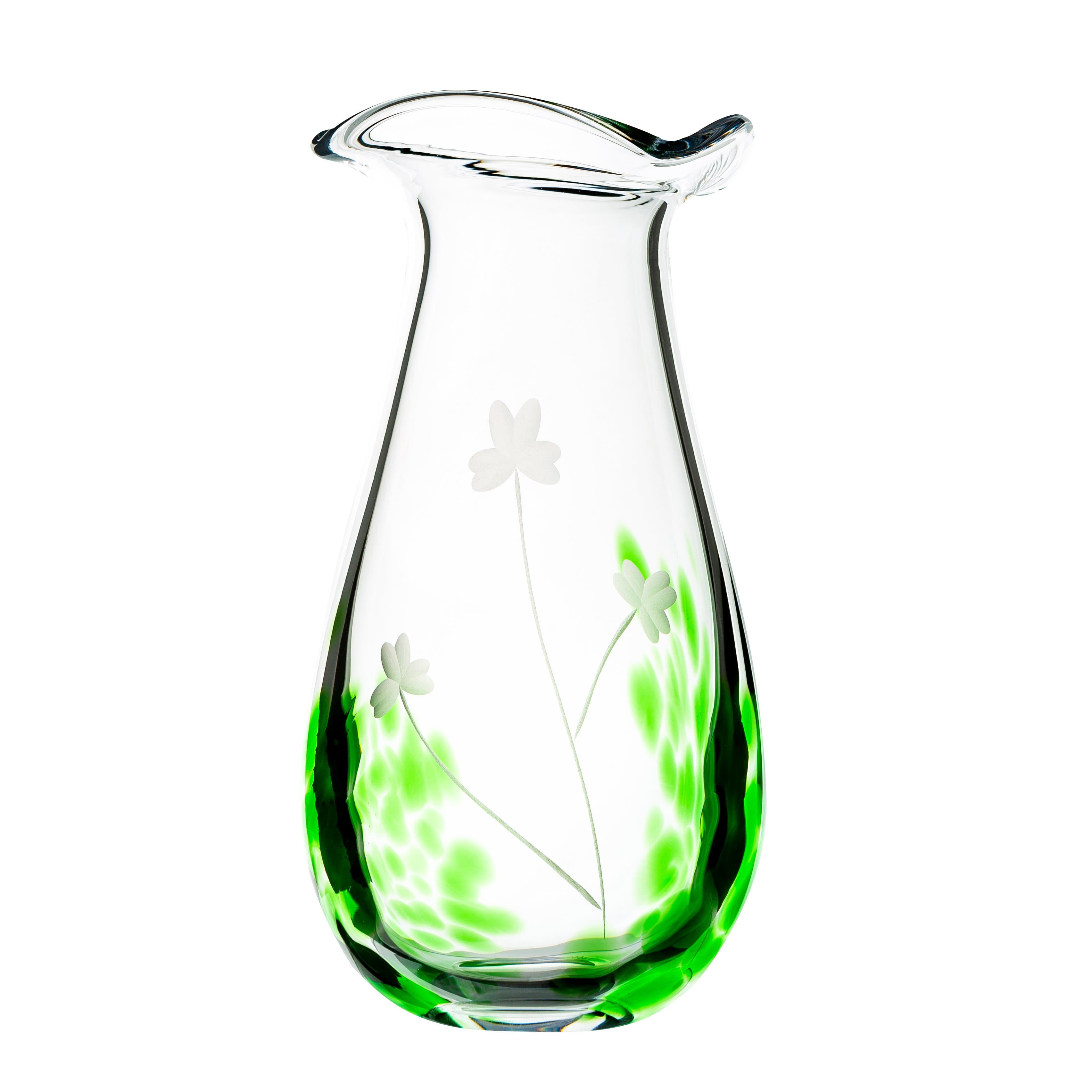 Shamrock Glassware Large Vase 10" Tall Irish Gift Handcrafted in Co. Waterford Ireland by Our Maker-Partner  in Co. Waterford