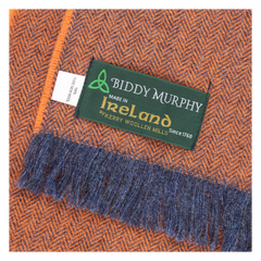 Men's Warm Winter Scarf, 100% Wool, Classic Herringbone, Made in Ireland