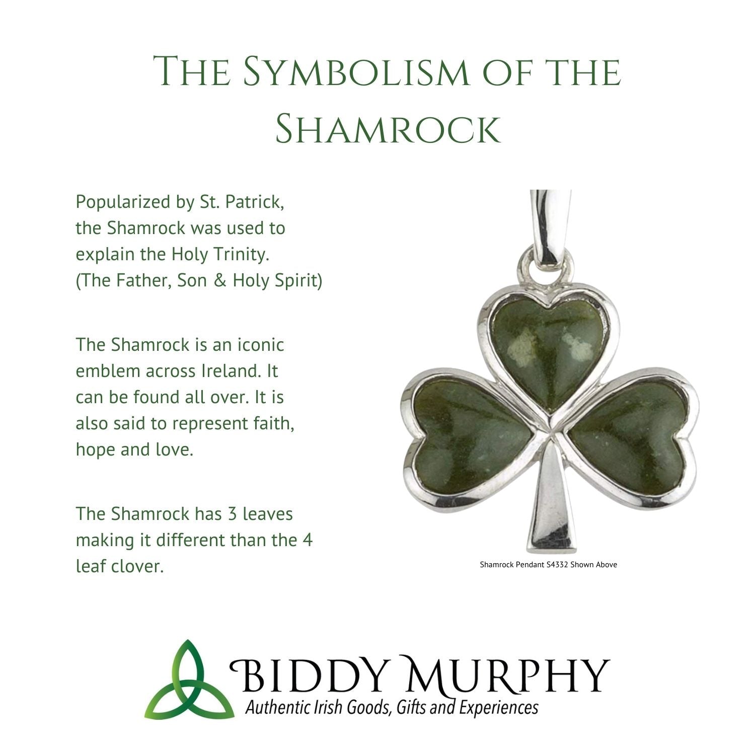 Unique Shamrock Pendant: Sterling Silver & Green Enamel, Crafted in Ireland