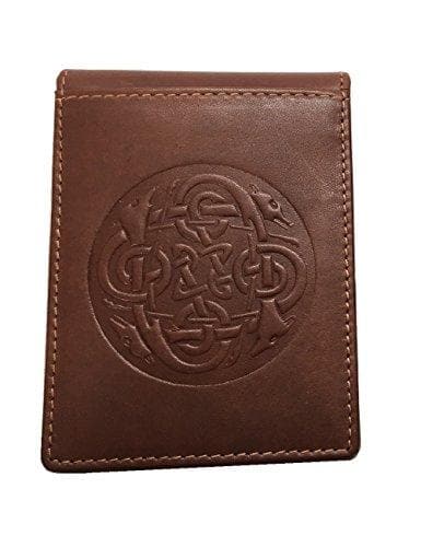 Celtic Wallet & Money Clip Brown Genuine Leather Irish Made by Our Maker-Partner in Co. Cork.