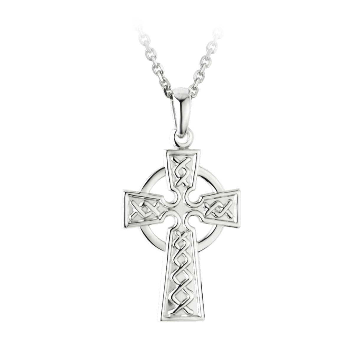 Golden Halo Sterling Silver Celtic Cross Necklace Pendant