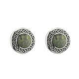 Irish Connemara Marble Stud Earrings in Sterling Silver
