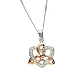 Celtic Love Knot Pendant: Rose Gold & Sterling Silver