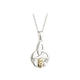 Two-Tone Claddagh Necklace: Sterling Silver & 10K Gold Charm