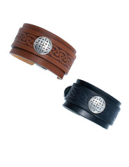 Irish Bracelet Leather Cuff & Buckle Mens by Our Maker-Partner in Co. Cork