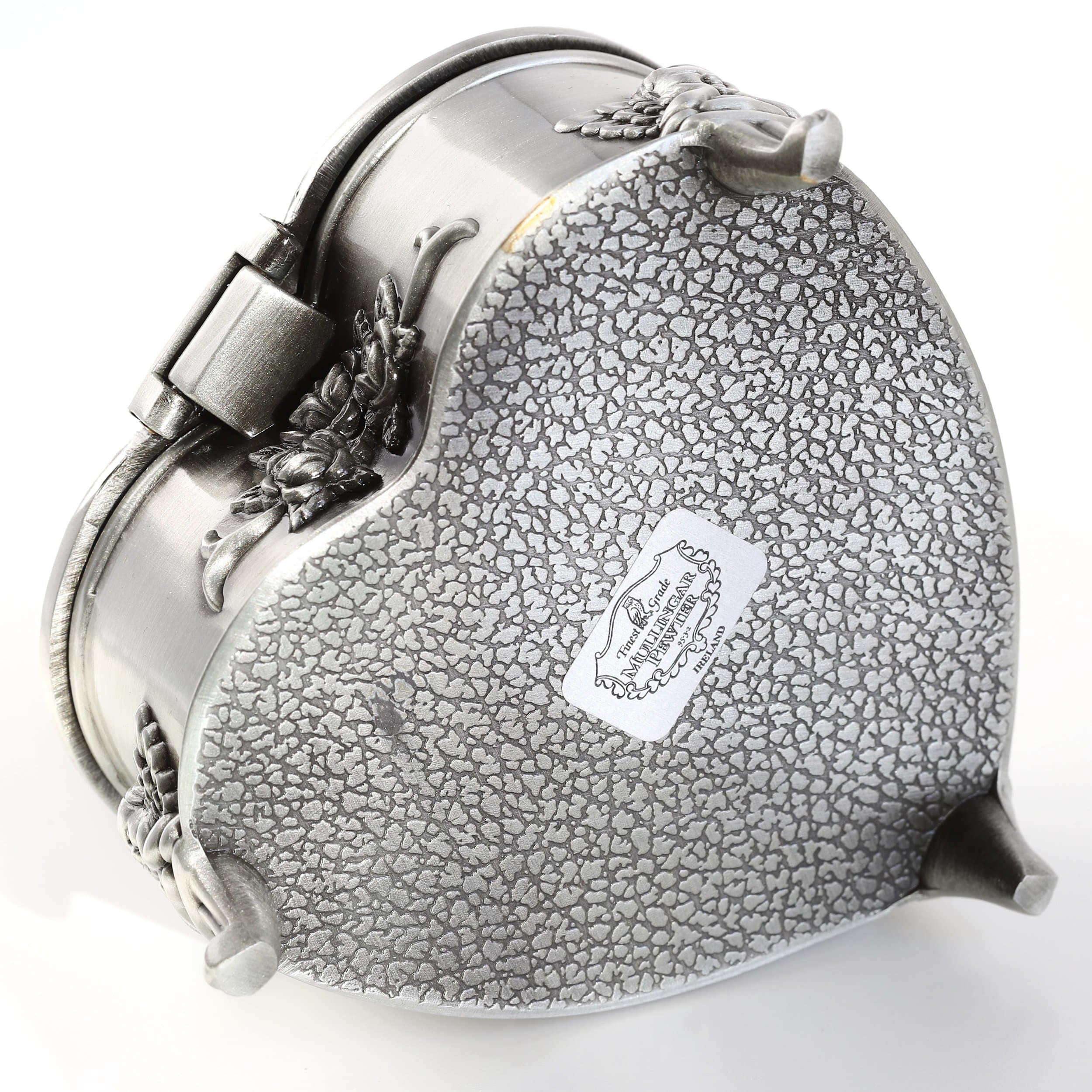 Irish Heart-Shaped Jewelry Box: Blessings in Pewter