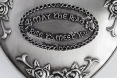 Irish Jewelry Box Heart-Shaped May the Road Rise Medallion Pewter Made in Ireland