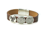 Irish Leather Bracelet Celtic Charms by Our Maker-Partner in Co. Cork
