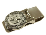Lucky Shamrock Money Clip: Stainless Steel & Pewter Craftsmanship