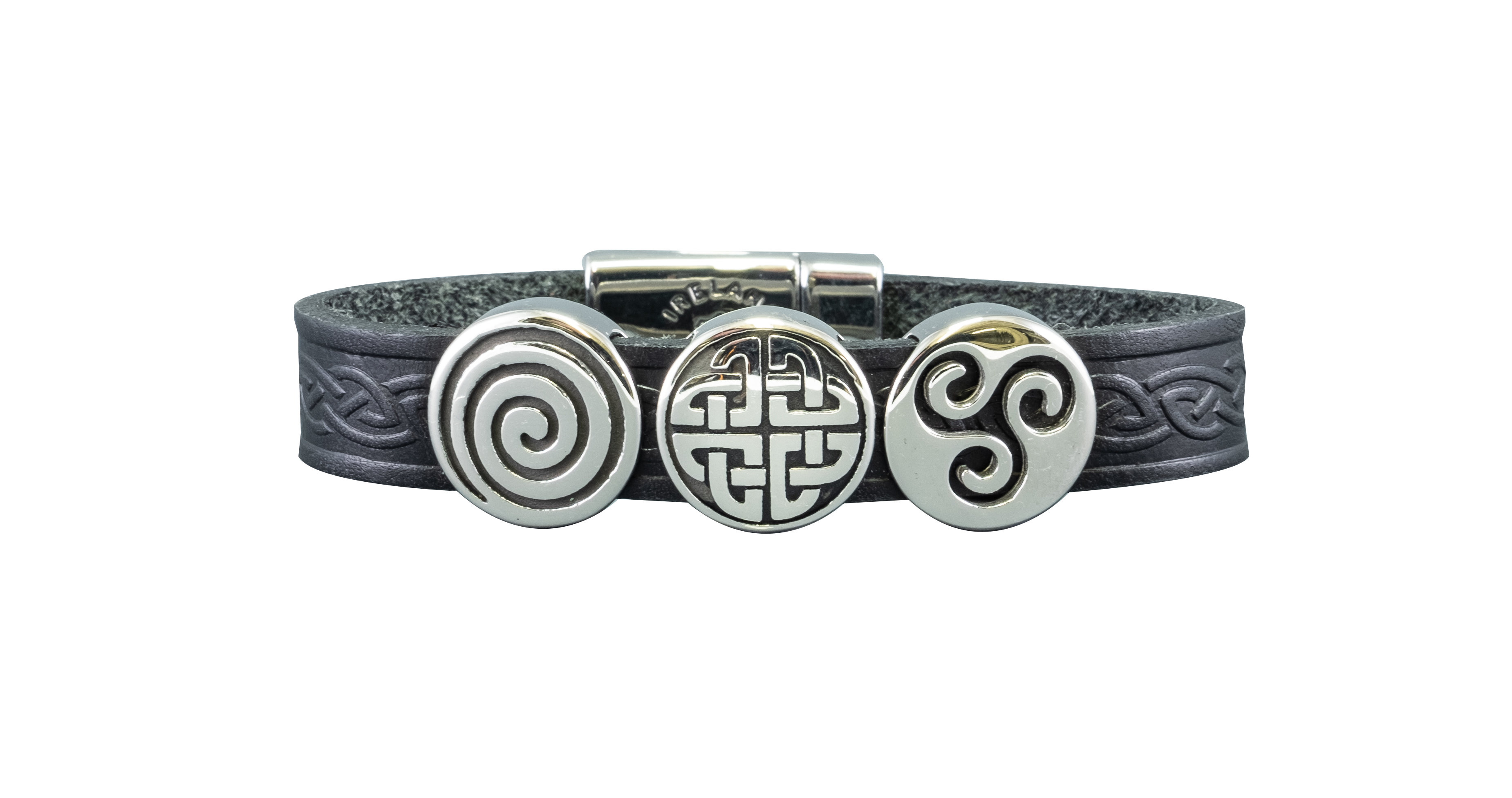 Irish Leather Bracelet Celtic Charms - Made in Ireland