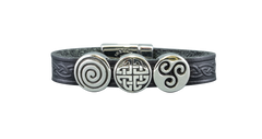 Irish Leather Bracelet Celtic Charms by Our Maker-Partner in Co. Cork