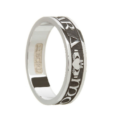 Irish Wedding Ring Narrow Band Mo Anam Cara Oxidized Silver Made by Our Maker-Partner in Dublin