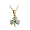 Shamrock Pendant 14 Karat Gold Diamond and Emerald Shamrock Necklace 18