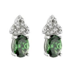Sterling Silver Trinity Knot Earrings with Green CZ